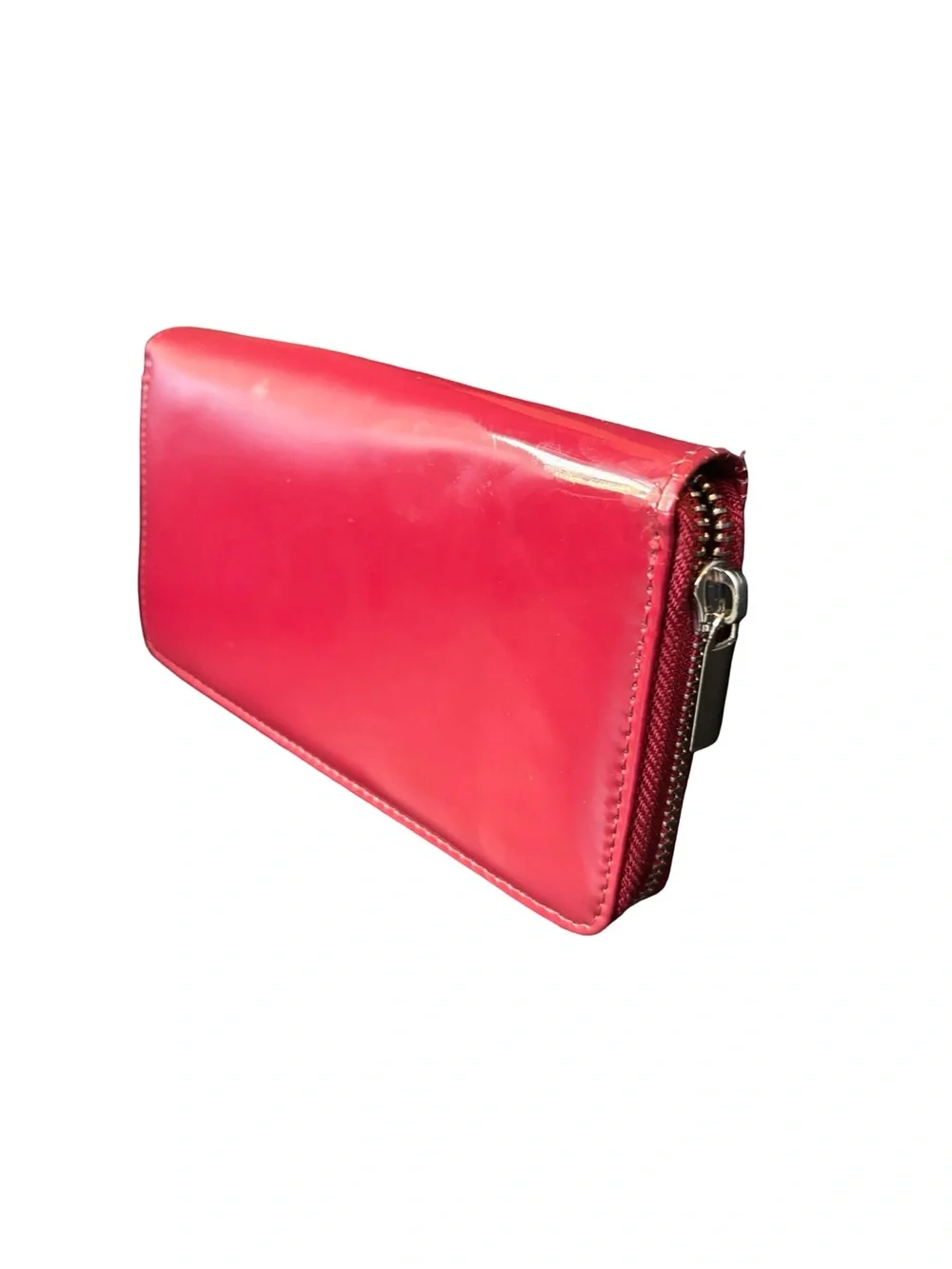 Women's Patent Zip Wallet - Hot Pink